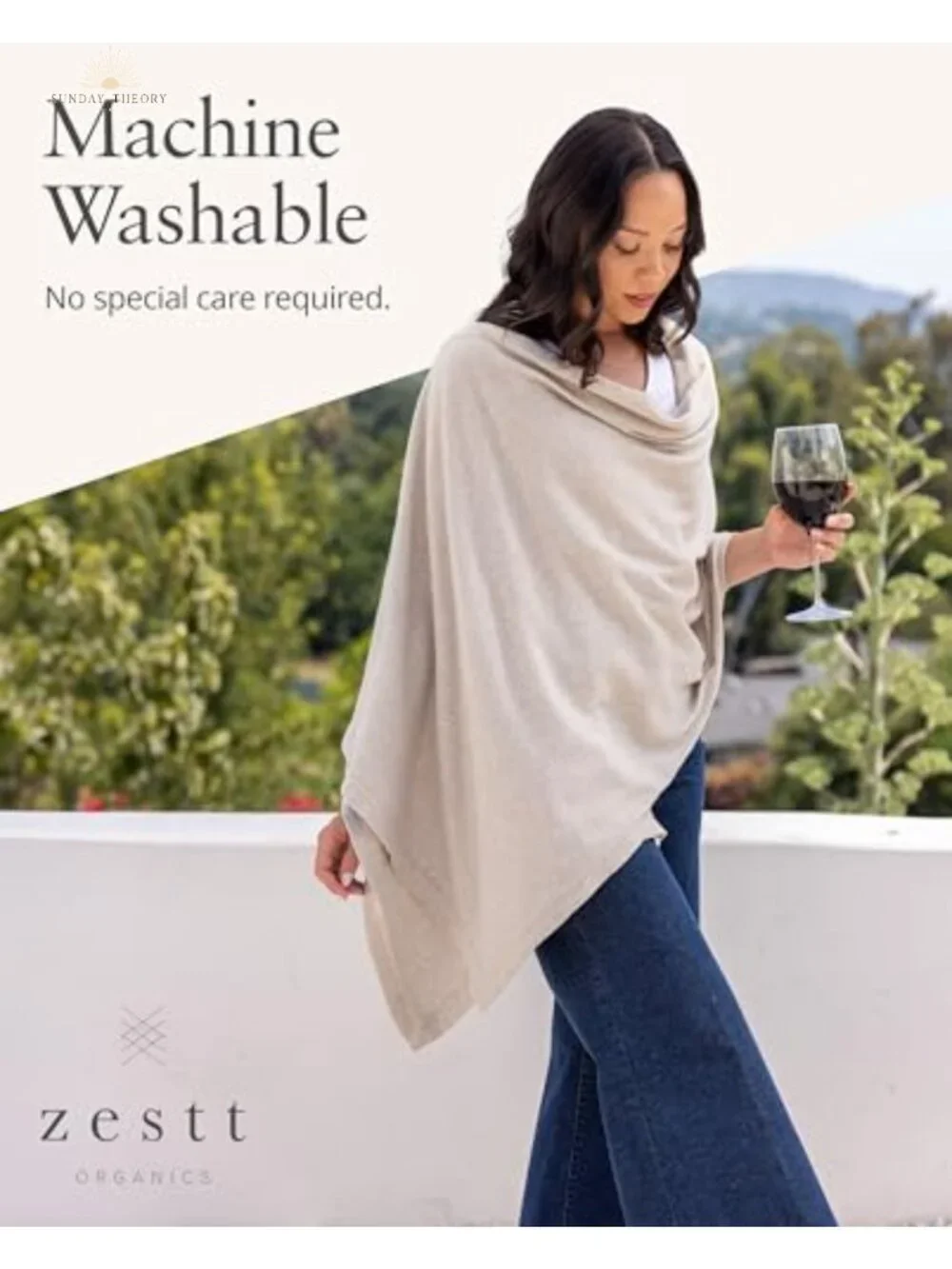 Organic Cotton Travel Scarf Wrap Shawl Women Lightweight Zip